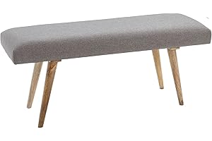 ‎FINEBUY MÖBEL ZUM WOHLFÜHLEN FineBuy Sitzbank Stoff/Massivholz Bank grau 117x51x38 cm im Retro Stil | 2er Polsterbank Flur | Gepolsterte Stoffbank Esszimmer braun | Kleine Bettbank Baumwolle | Flurbank Dielenmöbel schmal