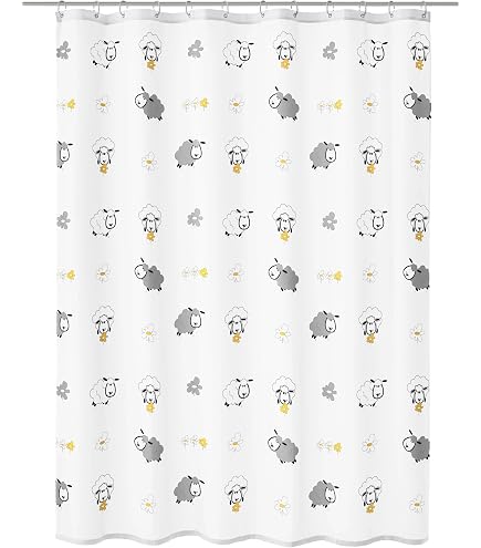 Kleine Wolke Duschvorhang „Leaf“ – 180 X 200 Cm, Weiß Mit Blättermuster – Aus Polyester, Mit Ösen