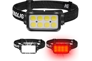 Boruit K353 Torcia Frontale, Lampada LED Ricaricabile 300LM con Luce Rossa COB - 5 Modalità Sensore USB C IPX4 Impermeabile Perfetta per Campeggio, Jogging, Riparazione