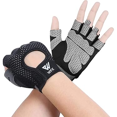 GlasFlength Gants Musculation 1 Paire, Gants de Fitness pour Homme et Femme Respirants Gant Rembourré pour Gymnastique Halterophilie Protection de la Paume Gants de Sport pour Cyclisme (Noir