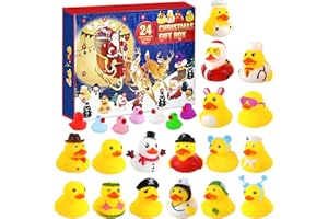 CHANCCI 24 Rubber Duck Advent Calendar,Rubber Ducks Bath Toy,24 Pcs Novelty Bath Duck,Mini Float Duckes Squeaky Bath Duckies,Cute Bath Toys for Party Supplies, Helmets, Car Decoration