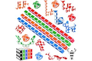 Niaetuto 24 Blocs Serpent Magique,Magique Snake,Magic Snake en Plastique,Mini Puzzle Cube,Cadeau Anniversaire Enfants,3D Magic Snake Puzzle Cube,Jouets De Fête pour Enfants