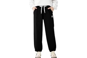 SEAUR Pantalon de Jogging Doublé Polaire Fille en Velours Côtelé Pantalon Thermique avec Taille Élastique Automne Hiver Enfant 120-170=(110-164)