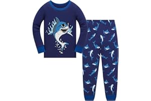 LANGUBABY Jungen Schlafanzug Dinosaurier Kinder Nachtwäsche Langarm Baumwolle Winter Weihnachten Pyjama Set Größe 92-152, 1-12 Jahre