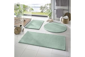 ‎TARACARPET Taracarpet Badematte Fiona rutschfest waschbar Badezimmerteppich sehr weich und als Set kombinierbar Uni Mint 050x080 cm