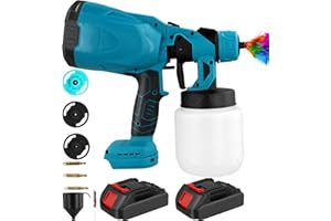 DOEDOEFONG Pistola Pintura Bateria, 2x4.0Ah Batería Pistola Pintura Electrica, Pulverización de Pintura, Motor sin Escobillas 21V Pistola de Pulverización Pintura Eléctrica sin Cable 800ml/min, 1000ml