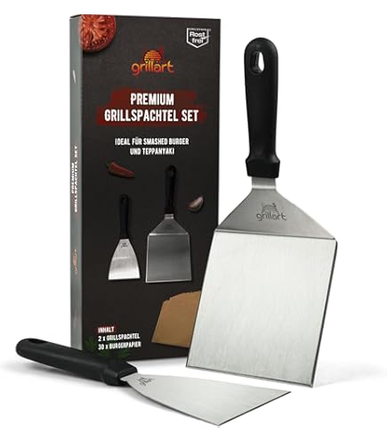 Grillart® Plancha Grillplaat 30x40cm - 4mm Roestvrij Staal, Ook Voor Inductie, Met Spatel