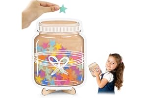 FLOEPX Sterne Belohnungsglas für Kinder, Belohnungsglas Klassenzimmer, Motivierendes Belohnungsglas, Star Reward Jars, Positive Verhaltensverantwortung, Sterne Anreizglas aus Holz für Jungen Mädchen Lehrer