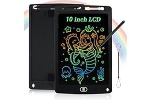 Coolzon Tablette D'écriture LCD Coloré 10 Pouces pour Enfants et Adultes Convient Portable, Ecriture LCD Tablette Dessin Magique Grands Cadeauxs pour 3 4 5 6 7 Ans Garçons Filles (Noir)
