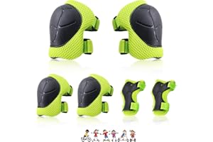 NEOVSUNY Rodilleras para niños, 6 en 1, protectores para niños, equipo de protección ajustable, juego con rodilleras, coderas y muñequeras para scooter, skate, esquí, ciclismo