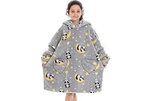 Fohevers Hoodie Blanket,Blanket Sweatshirt,Wearable Blanket Hoodie Oversized Snuggle Warm Pullover Flannel Blanket Jumper for Children 5-13 Years Old