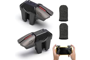 VOSSOT Mobile Controller Handy 4 Trigger L1R1 L2R2 Auslöser, Mobile Gaming Trigger & Joystick Gaming Gadgets für PUBG COD Kompatibel mit Smartphone Android iOS Gamepad mit Fingerhüllen für Shooter Spiele
