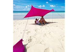Otentik Nano Sunshade for Beach or Outdoors - Sun Canopy - Beach Shelter - Sail Canopy - Sun Awning With 2 Poles (Fuchsia)