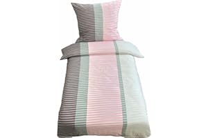 Leonado Vicenti Bettwäsche 4 TLG. 155x220 Microfaser Bettbezug Bettwaren Rosa Grau Gestreift