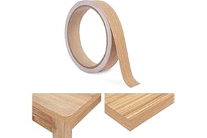 SRVILLG 25mm Edging Tape, 10m Self-Adhesive Veneer Edge Banding Strip, Wood Repair Trim Roll, Pre Glued Edge Banding for Furniture, Worktops, Cabinets, Desks, No Iron Needed, Wood