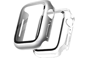 YUNUS ARAS 2-Pack Apple Watch Screen Protector, apple watch case, apple watch cover, 41 mm for Series 9 (2023) Series 8/7, Ultra Thin Shockproof Protective Cover (sılver+transparent)