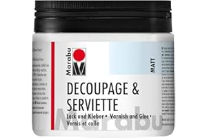 Marabu Kreativ Farbe - Barniz y Pegamento de decoupage con Papel de Cocina, 500 ml, Mate, Transparente