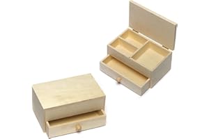 Baker Ross Boîtes à bijoux en bois que les enfants pourront décorer et confectionner (Boîte de 2), 12cm x 7cm x 6cm