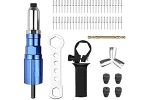 OPALTOOL Electric Rivet Gun Adapter with Non-Slip Handle for Cordless Drill Electric Drill Tool Riveter Adapter Riveting Insert Nut Hand Power Tool (Electric Rivet Gun Adapter & 50 Rivets & Drill Bit)