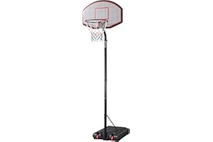 Yaheetech Panier de Basket Adulte Hauteur Réglable 304-353 cm Panier de Basketball Mural sur Pied avec Poteau Panneau Rouge