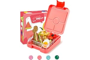 schmatzfatz easy Snackbox, mit Fächern, Brotdose, Lunchbox, Bento Box, Geschenk für Kinder (Coral)