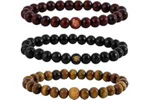 MILAKOO Holzperlen Armband Tibetisch-Buddhistische Meditation Mala Gebetskette Herren Elastisches Armband 6 / 8mm
