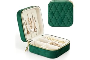 KAMIER Small Jewelry Box for Women, PU Leather Organizer for Earrings, Rings, Necklaces, Cute Travel Jewellery Box for Women, Men, and Girls, Green
