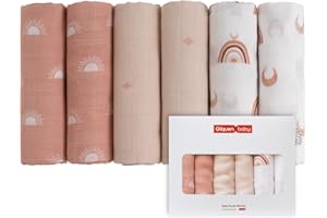 GLLQUEN BABY Lot de 6 Bavoirs en Mousseline pour bébé 70 x 70 cm - en Coton Absorbant et Respirant - Idéal pour Nettoyer, essuyer et Couvrir Les Nouveau-nés (café)