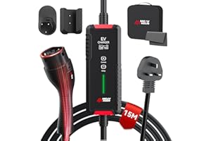 MCEVKELN ev charger Type 2 to 3 PIN - 3Pin to Type 2 3kW 15M| 1-Phase| 13A Mode 3 Charging Cable | Switchable Current 6A-13A, EV Mobile Charging Station for Electric Cars & Hybrid Sock