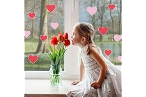 Stickerscape Pink and Red Heart Window Stickers | Valentines Day Window Stickers | Repositionable, reuseable and Cleanly Removable…