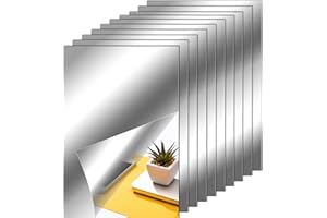 ZONON Feuilles de Miroir Flexibles Miroir Auto-Adhésif Non en Verre Autocollants de Miroir de Carreaux pour Décoration Murale de Maison (25, 6 x 9 Pouces)