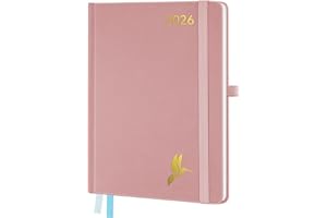 FEKSINO Agenda 2026 Semainier A5 21,3 x 14,6 cm - Vertical Weekly Planner, D'Jan 2026 à Déc 2026-12 Mois avec Couverture Rigide en Cuir PU,Rose