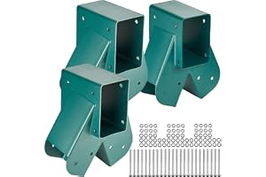 VEVOR Svängmontering 3 st gunga kontakt A i kolstål stöd mittstolpe träbalk inomhus utomhus med materialmontering för fötter 10,2 x 10,2 cm, balk 10,2 x 15,2 cm