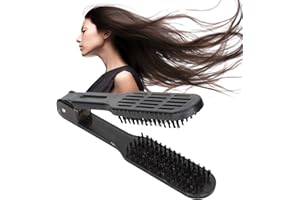 ‎NOFANER Nofaner Haarglätter Bürste Glättungsbürste, Doppelseitiger Kamm, Antistatische Haarbürste mit Griff, Haarkamm Haarglätterkamm Styling Werkzeuge, Borstenhaar Bürstenklemme Haar Styling Bürste