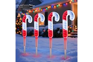 Quntis 164 diody LED, zewnętrzna dekoracja bożonarodzeniowa z efektem nieskończoności, tunelowane lustro 3D, IP44, zewnętrzne oświetlenie bożonarodzeniowe z gniazdkiem, 4 laski cukrowe, dekoracja