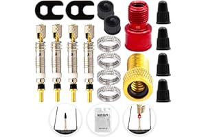ANYKING Kit de Remplacement de Valve de Sclaverand 18 pièces: Valve Presta,Insert de Valve,Bouchon de Valve, Adaptateur Presta-Schrader,Pompe à air,réparation,Outil de Pneu de vélo,vélo de Course