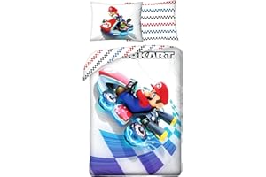 Halantex Juego de Cama Diseño de Super Mario Funda Nórdica 140 x 200cm + Funda de Almohada 70 x 90cm Algodón