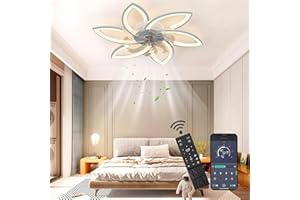 REVNEEY Ventilatore Da Soffitto A LED Con Illuminazione, Lampada A Sospensione Dimmerabile 66W, Silenzioso Con Luce, Per Soggiorno, Camera Da Letto Weiß,6 Köpfe 78x15cm