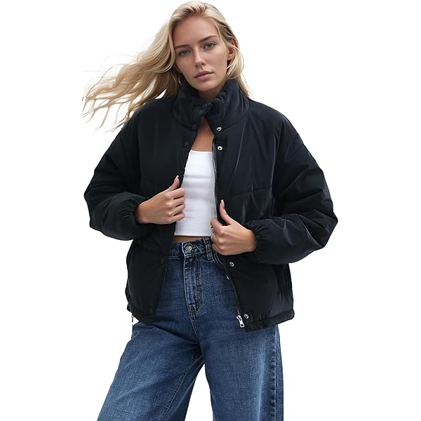 Asos Padded Jacket Boxy Cropped High Collar Jacket Ravin QUILTED