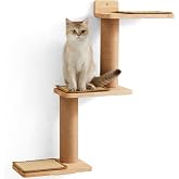 FUKUMARU Wall Shelves for Cats in Rubber and Jute Wood, 3 in 1 Transformable with 3 Sisal Scratching Mats, Wall Mounted, Suit
