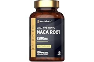 HORBÄACH Maca Root 7500mg | High Strength Maca Supplement for Men & Women | Peruvian Ginseng Extract | 180 Vegan Tablets | by Horbaach