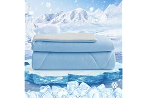 ‎HOMFINE HOMFINE Cooling Blanket Double-Sided Cooling Blanket - Lightweight Cooling Blanket for People Q-Max > 0.4 Summer Blanket Cooling Self-Cooling Blanket Summer Blanket Cooling Blanket for Bed, Blue, 200