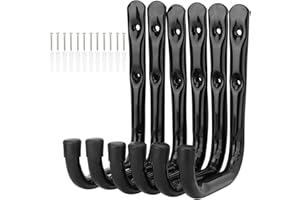 pipabiba – Lot de 6 crochets de rangement pour échelle de garage de 17 cm, support mural robuste pour chaises pliées, vélos, outils électriques, tuyaux d'arrosage (19 cm x 17 cm)