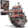 Piececool 3D Puzzle Metal Queen Anne's Revenge, Pirate Boat Craft Model Kits for Adults to Build, 3D Puzzles Adult Teens for 304 Stainless Steel Ship, Ideal as Gifts, Home Decoration, 439 Pieces (Red)