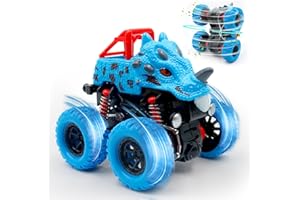 SLETIE Car Toys for 2 3 4 Year Old Boy, 1 Pack Dinosaur Monster Truck Toys Cars for Kids Age 3-10, Pull Back Friction Inertia Cars for 2 3 4 Year Old Boys Toddler Car Toys, Blue