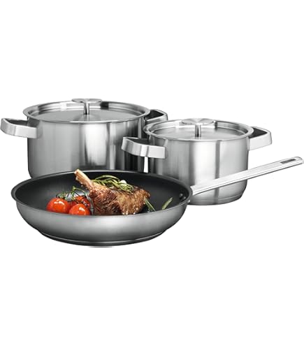 San Ignacio KINVARA - Set van 3 aluminium potten met kleine deksels 25