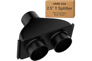 Jmoe USA 2.5 Inch Shop Vac Y Connector Splitter with Individual Blast Gates | Dust Collection Hose Splitter | Fits Ridgid, Craftsman, and Most Wet Dry Vacuums