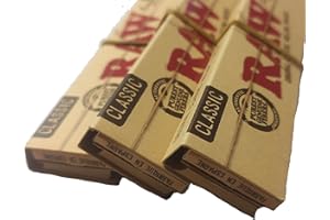 3 x RAW Classic Connoisseur Kingsize Slim Skin Rolling Papers with Roach Tips