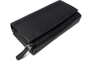 ROYALZ portafoglio vera pelle donna portamoneta grande capiente porta carte credito 18 scomparti bloccaggio protezione RFID etui lungo