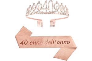 JENICH Fascia in Italiano 40 Anni di Compleanno Donna Tiara Corona Coroncina Decorazioni Addobbi